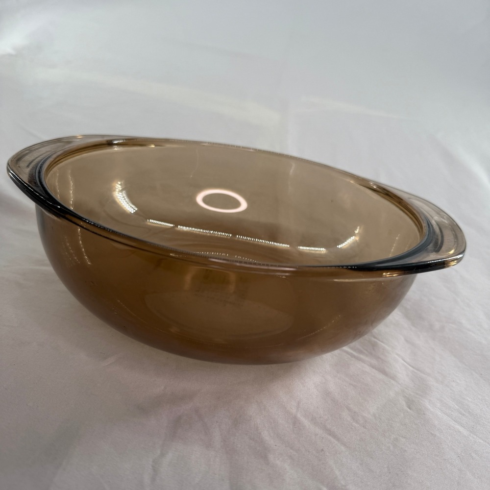 Pyrex 024 Amber Glass Round Casserole Dish 2L Smoked Brown Oven Microwave USA - Picture 4 of 4